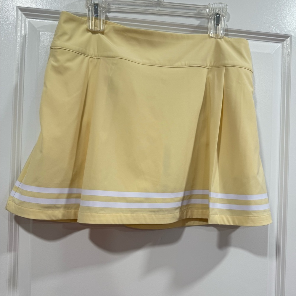Yellow Calia Golf Skirt with White Stripes
